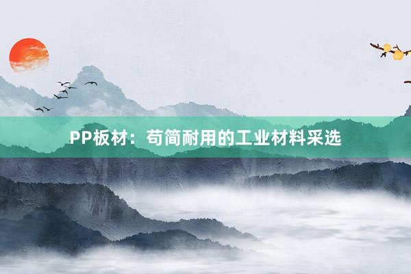 PP板材：苟简耐用的工业材料采选